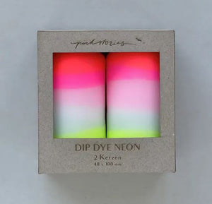 Dip Dye Neon Pillar Candles | Lollipop Twins