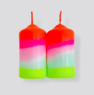 Dip Dye Neon Pillar Candles | Lollipop Twins