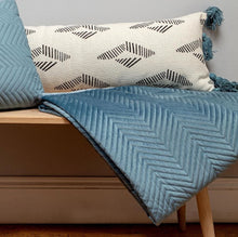Load image into Gallery viewer, Velvet Teal Chevron Throw
